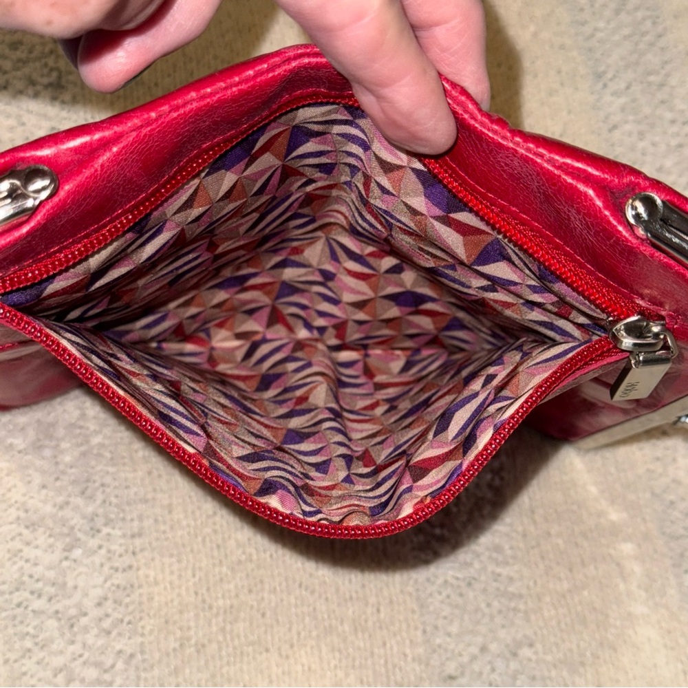 New HOBO International Lauren Double Frame Red Leather Wristlet Clutch - Picture 6 of 8